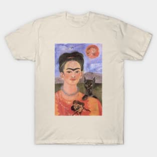 Self Portrait with a Portrait of Diego on the Breast and Maria Between the Eyebrows  by Frida Kahlo T-Shirt